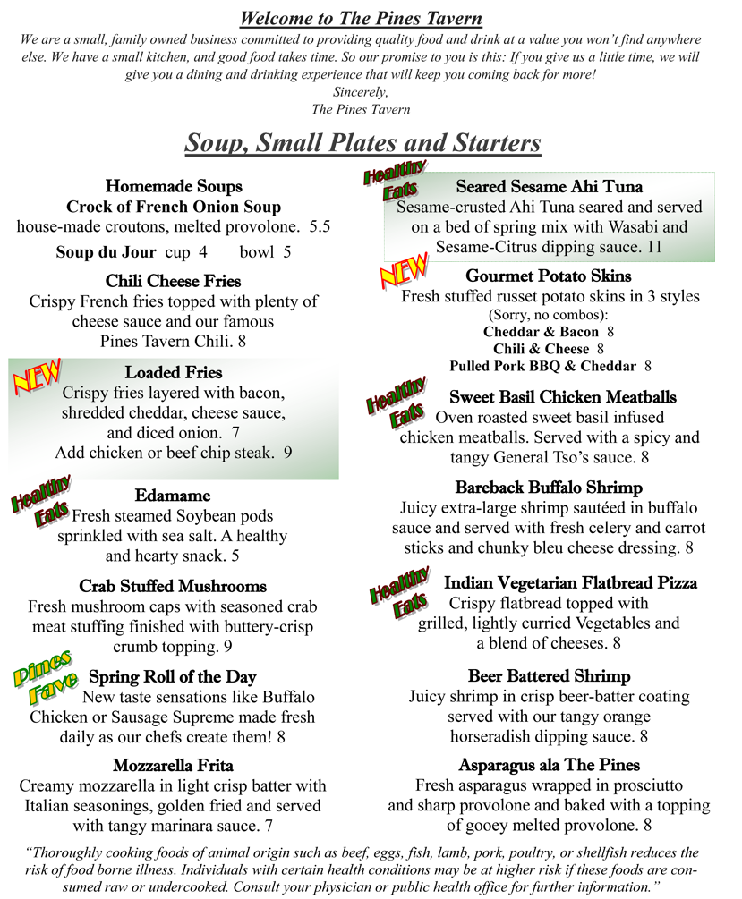 dinner menu